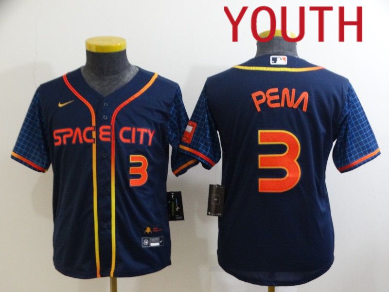 Youth Houston Astros 3 Pena Blue City Edition Game Nike 2022 MLB Jersey